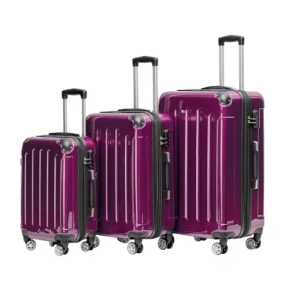 Abbildung von BEIBYE Hartschalen Koffer Trolley Rollkoffer Reisekoffer 4 Zwillingsrollen Polycabonat (Lila, Kofferset)