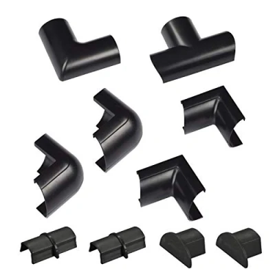 Abbildung von D Line CLOAP3015B Mini Kabelkanal Clip Over Verbindungsstücke Multipack, Aufsteckbare Verbindungsstücke, Verbinden Sie mehrere 30x15mm Kabelkanäle 10 teiliges Zubehör Set Schwarz