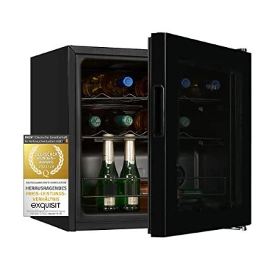 Abbildung von exquisit Weinkühlschrank &quot;WS1 12 GT 030G schwarzPV&quot;, für 14 St. Standardflaschen á 075l