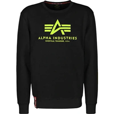 Abbildung von Alpha Industries Sweatshirt, Herren, Größe: Small, Black/neon yellow