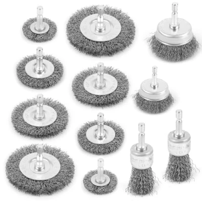 Abbildung von 12 teiliges Drahtbürste Bohrmaschine, 6mm Akkuschrauber Set ,Stahlbürste zum Entfernen von Rost/Korrosion/Farbe, Metallbürste, Schleifaufsatz für bohrmaschine