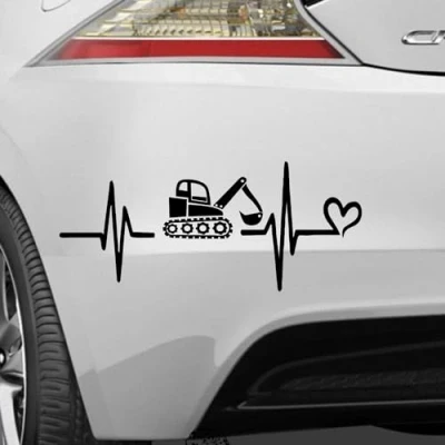 Abbildung von Rakelfix Bagger Tiefbau Strassenbau Herzschlag Hobby Aufkleber Sticker Größe&amp;Farbe wählbar Autoaufkleber