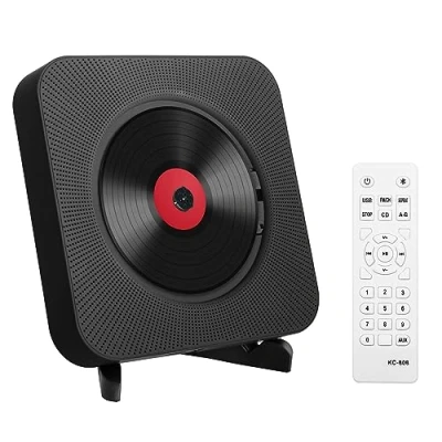 Abbildung von Adirigo Tragbarer Desktop CD Player mit Bluetooth Kpop Musik Eingebaute Doppel HiFi Lautsprecher Multifunktionaler Wandmontierter Fernbedienung（Schwarz）