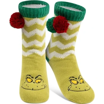 Abbildung von United Labels® Haussocken The Grinch Hüttensocken Bommel Sherpa Futter Kuschelsocken