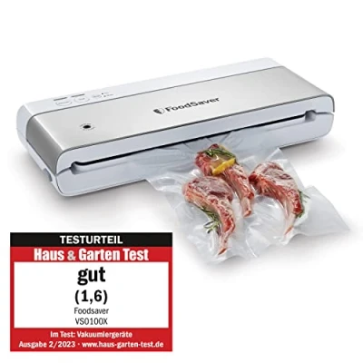 Abbildung von FoodSaver VS0100X, Silber, Weiß, Vakuum Dichtung, Drehregler
