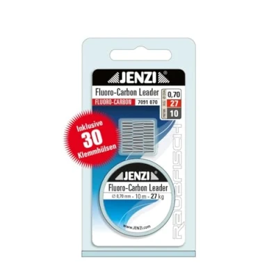 Abbildung von DEGA Jenzi Fluorocarbon Vorfachschnur 10m inkl. 30 Klemm Hülsen 0,40mm 0,70mm (0,70mm 27kg)