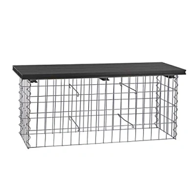 Abbildung von DEMA WPC Gabionenbank Gabione Steinkorb Drahtkorb Bank Sitzbank Gartenbank anthrazit 100x30 cm