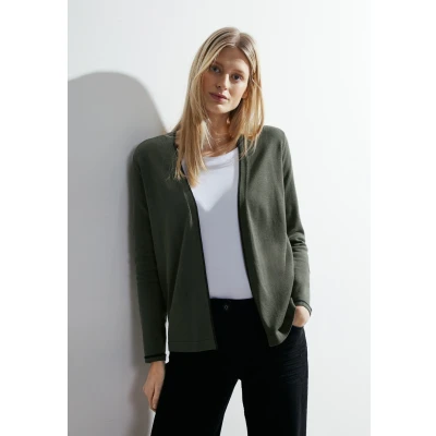 Abbildung von Cecil Offener Basic Strickjacke, Damen, Größe: Large, Grün