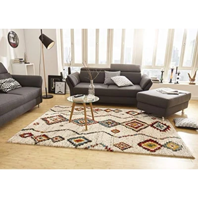 Abbildung von HANSE Home Hochflor Teppich &quot;Geometric&quot;, rechteckig, Shaggy, Flokati, Boho Design, Weich, Flauschig, Geometrisches Muster