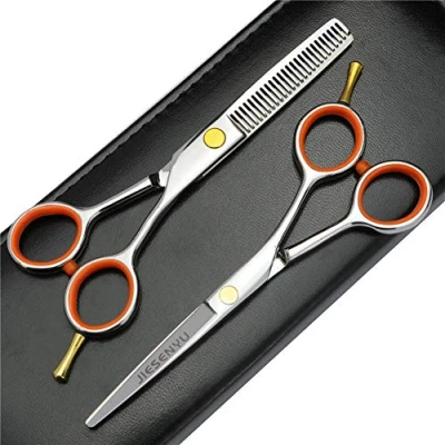 Abbildung von JIESENYU Japan 440c 4 Zoll / 5 5.5 Orange Friseurschere Profi Schere (Set mit Zoll)