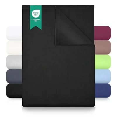 Abbildung von Bettlaken gewebtes Bettlaken, NatureMark, 100% Baumwolle, Gummizug: ohne, (1 Stück), Laken Haustuch, viele Größen und Farben, 150x250 cm, Schwarz
