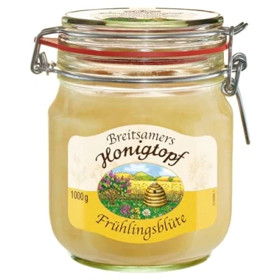 Abbildung von Breitsamer Honig Honigtopf Frühlingsblüte 1.000g cremig Zart cremiger Frühlingsblütenhonig im traditionellen Bügelglas von bewährter Imkerqualität (1 x 1kg)