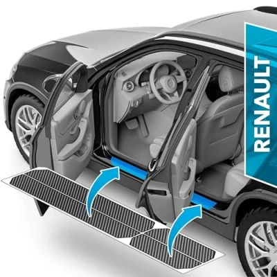 Abbildung von uProtect Auto Einstiegsleisten Schutz für Renault Clio 5 (V) I 2019 2024 Schutzfolie Autotür Zubehör Zierleisten Lackschutzfolie Carbon Schwarz