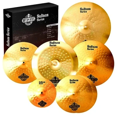 Abbildung von Beckenset Schlagzeug 7 teiliges Beckenpack beinhaltet 14&quot; HiHat becken, 16&quot; Crash 18&quot; Crash, 20&quot; Ridebecken, Bonus 10&quot; Splash und China Becken Sultans Series Cymbal Pack