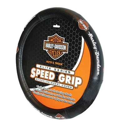 Abbildung von Plasticolor 006733R01 Harley Davidson Elite Bar &amp; Shield Speed Grip Auto LKW SUV Lenkradbezug schwarz
