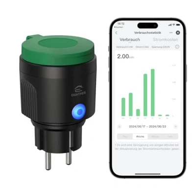 Abbildung von EIGHTREE WLAN Steckdose Outdoor, IP44 Außensteckdose Wasserdicht, mit Strommessung Kompatibel Alexa, SmartThings&amp;Google Home, Zeitschaltuhrfunktion, Fernbedienung&amp;Stimmenkontrolle