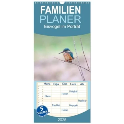 Abbildung von Familienplaner 2025 Eisvogel im Porträt mit 5 Spalten (Wandkalender, 21 cm x 45 cm), CALVENDO