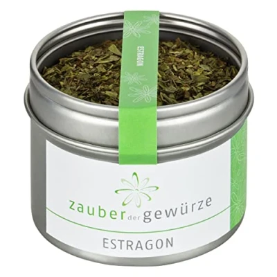 Abbildung von Zauber der Gewürze Estragon, schonend getrocknet und gerebelt, Premium Qualität in wiederverschließbarer Aroma Dose, 10 g