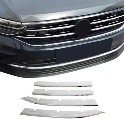 Abbildung von OMAC Kühlergrill Leisten Grillleisten kompatibel mit VW Tiguan 2021 2024 Edelstahl Silber 4tlg