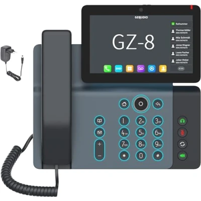 Abbildung von GEQUDIO High End IP Telefon GZ 8 mit Netzteil Fritzbox, Telekom kompatibel Beleuchtete Tastatur &amp; Touchdisplay Anleitung für Fritz!Box Telefonanlage, Sipgate, Telekom, Speedport WLAN Bluetooth