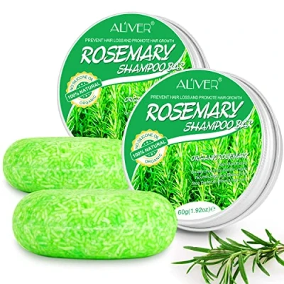 Abbildung von Rosmarin Festes Shampoo Bar 2PCS Haarseife Anti Schuppen und Öl Kontrolle, Seifenhaar Gegen Haarausfall zur Anregung Haarwachstums (Rosmarin Bar)