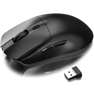 Abbildung von AJ139 G PRO Kabellose Gaming Maus, Leichtgewicht 59g FPS Mäuse, Optischer Sensor PixArt PAW3395, 26K DPI, Dual Modus 2.4G / Kabelgebundene 6 programmierbare Tasten, für Win/Mac Schwarz