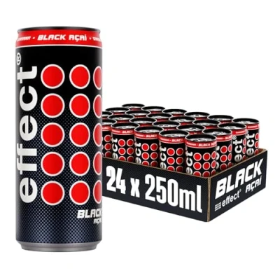 Abbildung von effect® BLACK AÇAÍ Energy Drink 24 x 0,25l Dose Erfrischungsgetränk mit Açaí Geschmack Energieschub im 24er Einweg Dosen Tray