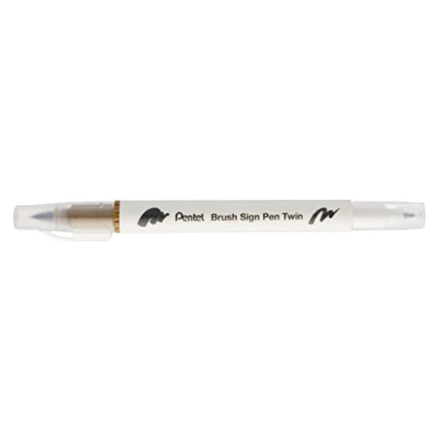 Abbildung von Pentel Brush Sign Pen Twin SESW30C Faserschreiber, 2 pinselähnliche Spitzen, umbra (1 Stück)