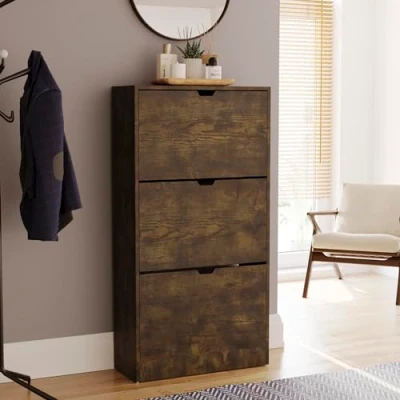 Abbildung von Vida Designs Schuhschrank, Dunkles Holz, 115H x 60W 24D