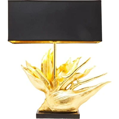 Abbildung von Kare Design Tischlampe Tropical Flower Schwarz/Gold, Desk Lamp, Tischleuchte, Dekoleuchte, Office Lampe, Nachttischlampe, Schreibtischlampe, kein Leuchtmittel inklusive, 65x51x22 cm (H/B/T)