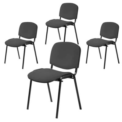 Abbildung von Topsit Büro &amp; More 4er Set Besucherstuhl ISO, Bequemer Konferenzstuhl, stapelbar, mit gepolsterter Sitzfläche und Rückenlehne (Antrazit)