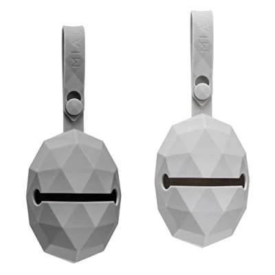 Abbildung von MiaMia Schnuller Diamant Grau Hellgrau, 2er Pack Silikon Schnullerbox Schnullertasche Aufbewahrungsbox