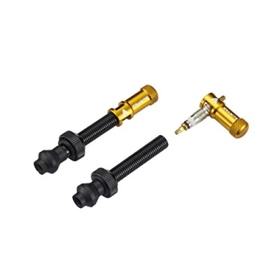 Abbildung von Granite Juicy Nipple Ventilkappen Set und Presta Ventil Stangen, Fahrradreifen Schutzkappen mit Ventilkern Entfernungsfunktion (Gold).