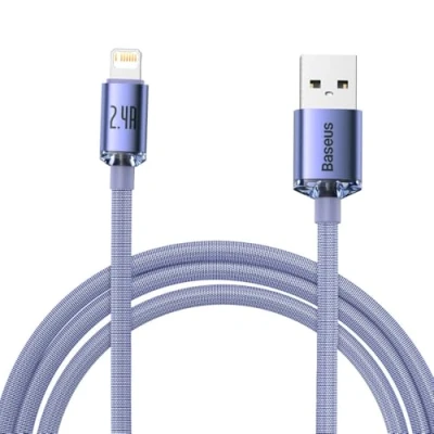 Abbildung von Baseus Crystal Shine USB auf Lightning Kabel, 2,4 A, 2 m, Violett