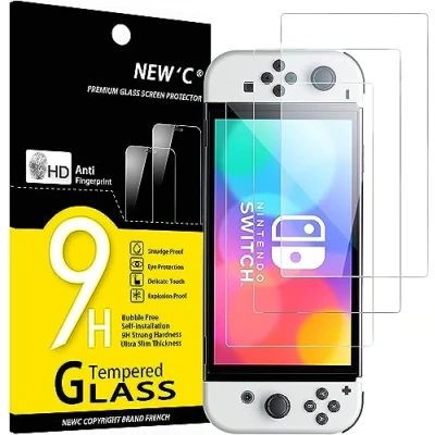 Abbildung von NEW&#039;C 3 Stück, Panzer Schutz Glas für Nintendo Switch (modèle OLED), Frei von Kratzern, 9H Härte, HD Displayschutzfolie, 0.33mm Ultra klar, Ultrabeständig