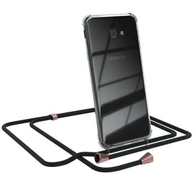 Abbildung von EAZY CASE Handykette kompatibel mit Samsung Galaxy J4 Plus Handyhülle Umhängeband, Handykordel Schutzhülle, Silikonhülle Band, Stylische Kette Hülle für Smartphone, Clips in Rose