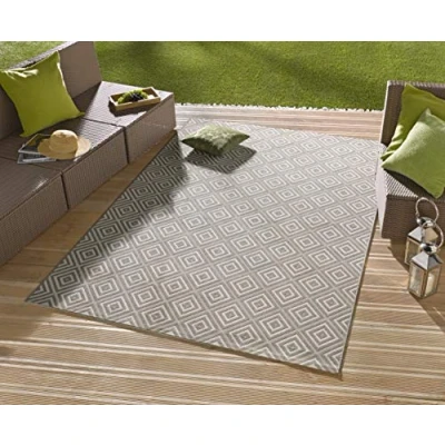 Abbildung von NORTHRUGS Teppich &quot;Karo&quot;, rechteckig, In &amp; Outdoor, Teppichläufer, Wetterfest, Raute, Balkon, Garten, Flur