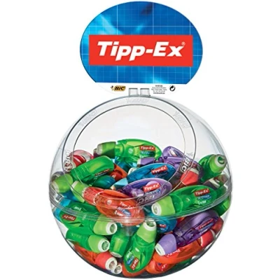 Abbildung von Tipp Ex 8794321 Korrekturroller Micro Tape Twist mit drehbarer Schutzkappe, 60 bunte Korrekturmäuse im Bubble Display, 8 m x 5 mm