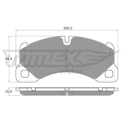 Abbildung von TOMEX brakes TX 16 71 Bremsbelagsatz Vorderachse für Verschleißwarnanzeige vorbereitet PORSCHE: Cayenne, Macan, VOLKSWAGEN: Touareg I