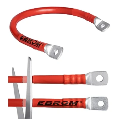 Abbildung von EBROM Batteriekabel, 70 mm² rot, fertig konfektioniert + ab 30 cm bis 10 Meter, viele Längen Ringösen/Kabelschuhe M8/M10/M12 kombinierbar 70mm2 (70 mm2) ROT Ihre Auswahl: Loch 2 x M8