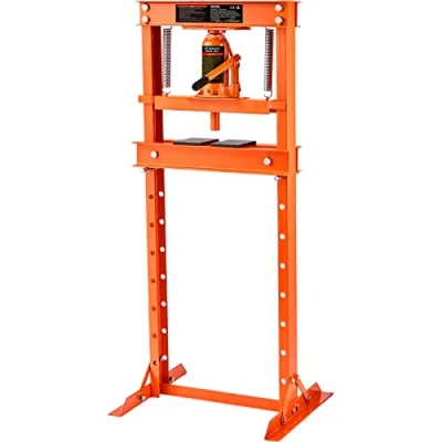 Abbildung von VEVOR Werkstattpresse Hydraulikpresse 12 t, Auto Kfz Rahmenpresse Presse Orange 40 705 mm, Manuelle Lagerpresse Kohlenstoffstahl für die Autobuchsen, Kugelgelenke, U Gelenke usw.