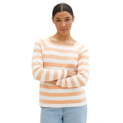 Abbildung von TOM Tailor Langarmshirt, Damen, Größe: Small, Peach offwhite bold stripe