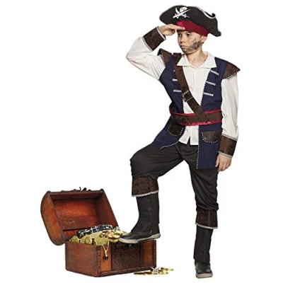 Abbildung von Boland Kostüm Karibikpirat, Detailliertes Piratenkostüm mit Hut, Oberteil, Hose und Gürtel