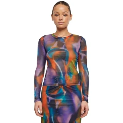 Abbildung von Urban Classics AOP Longsleeve Langarmshirt, Damen, Größe: Small, Multicolorreflection