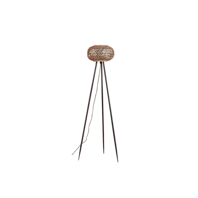 Abbildung von Lindby Stehleuchte Nerys, schwarz, Bambus, Ø 31,5 cm, Tripod