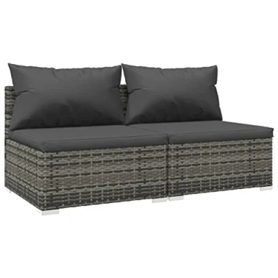 Abbildung von vidaXL Garten Lounge Set, Gartenmöbel Set mit Kissen, Sofa Garnitur für Terrasse, Sitzgruppe Rattanmöbel, 2 TLG. Poly Rattan Grau