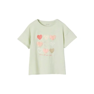 Abbildung von Vertbaudet Mädchen T Shirt mit Rüschenmotiv mandelgrün 98/104