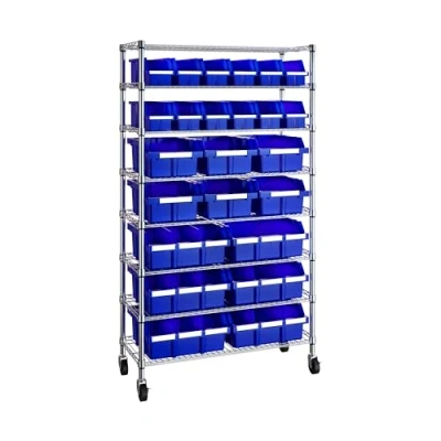 Abbildung von Seville Classics Professionelles Regalsystem mit 8 Böden und 24 Behältern, 91.4 x 36, 2 161, 3 cm (LxBxH)