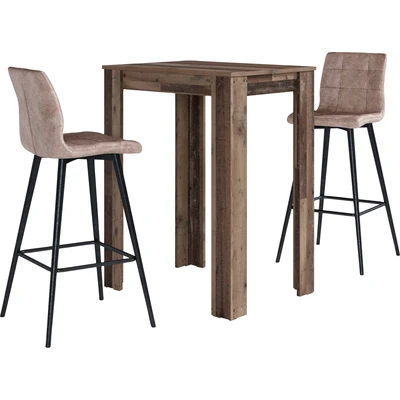 Abbildung von byLIVING Bargruppe &quot;Essgruppe Nele, Stühle Simone&quot;, (Set, 3 tlg., Tisch mit Barhockern), Barhocker, Bartisch