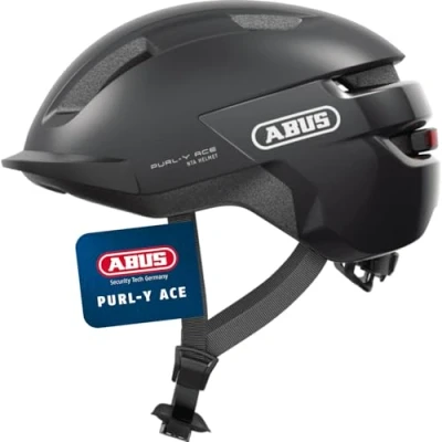Abbildung von ABUS Fahrradhelm Purl Y ACE mit LED Licht geeignet Fahrten auf E Bike und S Pedelec Trendiger NTA Schutzhelm für Erwachsene Jugendliche Dunkelgrau, Größe